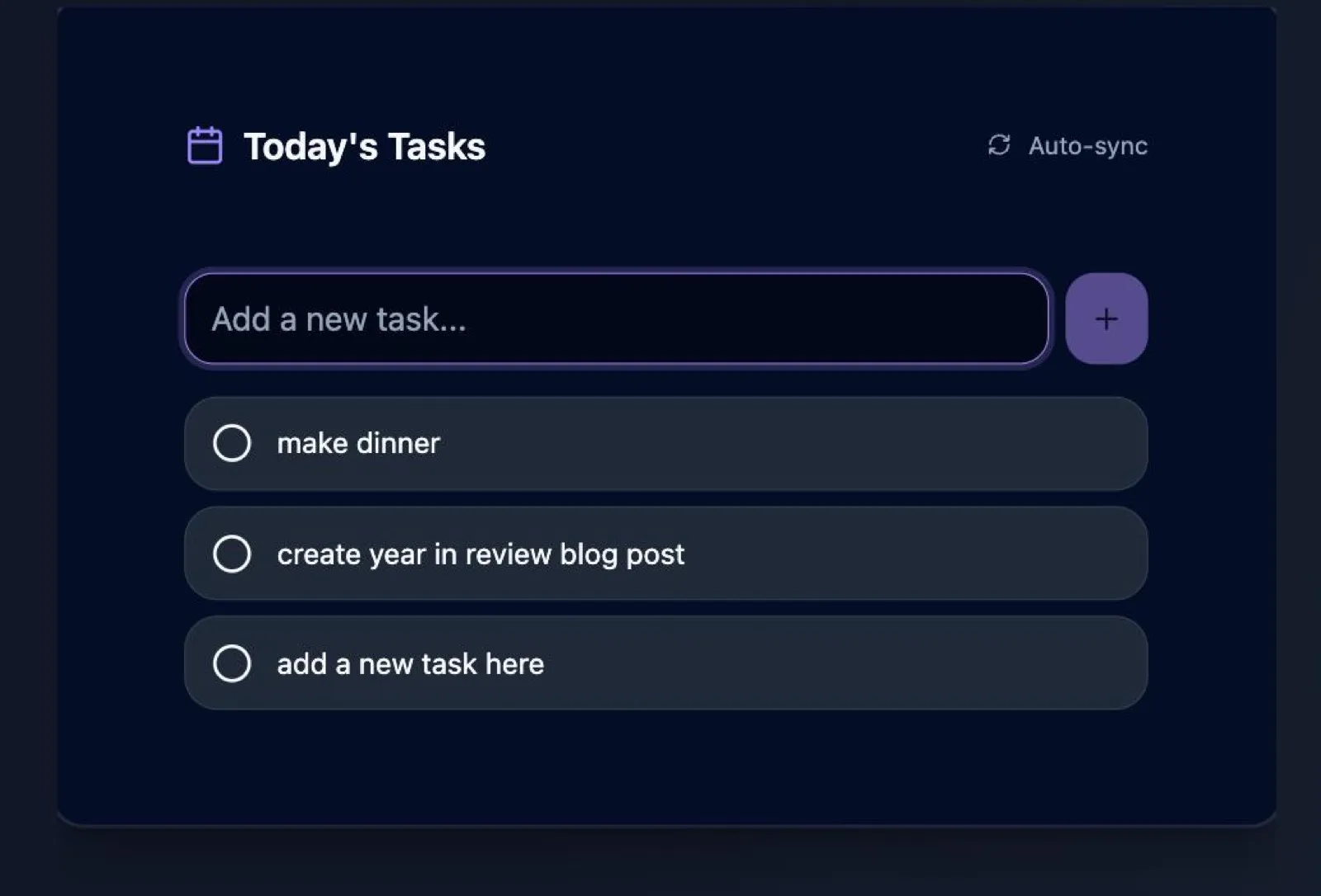 Asele daily tasks to-do list with an add-task field